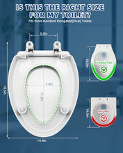 Load image into Gallery viewer, Toilet seat risers, Elevated Toilet Seat 3 inch, Heavy Duty, Never Loosen, Soft Close, Easy Install & Clean, Elongated Raised Toilet seat bowl (18.5”), White
