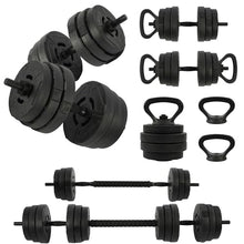 Load image into Gallery viewer, Fitvids Adjustable Dumbbell Set, 60lbs Free Weights Set with Connector, 4 in 1 Changeable Dumbbells and Barbell for Exercise and Fitness, Black/Black