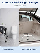 Load image into Gallery viewer, WHLICKS Toilet Safety Rails, Height & Width Adjustable Detachable Toilet Safety Frame for Seniors, Elderly & Disabled, Foldable Handicap Toilet Rails with Handles Storage Bag, Tissue Holder (350LB)