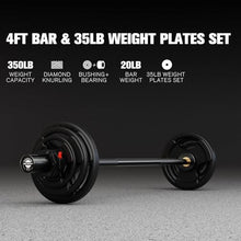 Load image into Gallery viewer, RitFit Barbell Weight Set - 4/6FT Olympic Barbell with Weight Plates (55-115LB Total) - Hip Thrusts 4FT Black Bar with 55LB Plates
