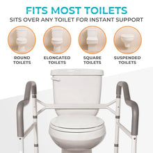 Load image into Gallery viewer, Stander Wonder Toilet Safety Rails for Seniors, Adjustable Detachable Toilet Frame with Padded Handles for Elderly Adults, Foldable Handicap Support Rail with Footrest, Fits Any Toilets
