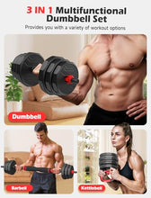Load image into Gallery viewer, FITPLAM Adjustable dumbbell set,20/35/45/55/70/90lbs Free Weights set with upgraded nut, 5 in 1 Weight Set