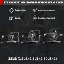 Load image into Gallery viewer, RitFit Barbell Weight Set - 4/6FT Olympic Barbell with Weight Plates (55-275LB Total) - 4FT Black/Blue Bar with 35LB Plates