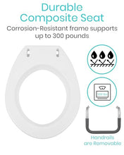 Load image into Gallery viewer, Vive Raised Toilet Seat Riser for Seniors (with Handles) - Handicap Rail Grab Bar Seat for Over Toilet