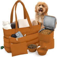 Load image into Gallery viewer, Rubyloo Puffer Dog Travel Bag for Dog Moms, Diaper Bag with Travel Bowls