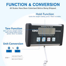 Load image into Gallery viewer, SIKE Digital Physician BMI Scale, Medical Floor Scale for Body Weight, 550 lb Limit Professional Weight Scale, Portable Easy to Read Digital Display, Heavy Duty, 12.5" x 12" Platform