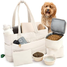 Load image into Gallery viewer, Rubyloo Puffer Dog Travel Bag for Dog Moms, Diaper Bag with Travel Bowls