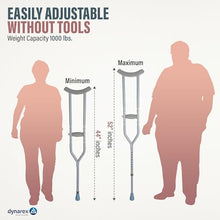 Load image into Gallery viewer, Dynarex Bariatric HD Steel Adult Crutches - Extra Heavy Duty Bariatric Crutches with Underarm Pads