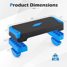 Load image into Gallery viewer, Goplus 3-in-1 Aerobic Step Platform, 600 LBS Adjustable Exercise Stepper with 4-Level Risers (Blue)