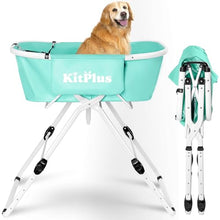 Load image into Gallery viewer, KITPLUS Portable Dog Bathtub, 5 Height Adjustable Dog Washing Station for Pet Shower and Grooming Foldable Bathing Tub with Storage & Anti-Slip Design for Small Large Dogs Cats