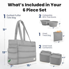 Load image into Gallery viewer, Rubyloo Puffer Dog Travel Bag for Dog Moms, Diaper Bag with Travel Bowls