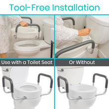 Load image into Gallery viewer, Vive Raised Toilet Seat Riser for Seniors (with Handles) - Handicap Rail Grab Bar Seat for Over Toilet