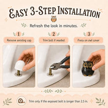 Load image into Gallery viewer, RAINGOWN Black Owl Toilet Bolt Caps Ceramic Dark Academia 2 Pack