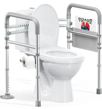 Load image into Gallery viewer, HOMLAND Toilet Safety Rails for Seniors, Adjustable Height & Width 350lb Toilet Handles for Elderly and Disabled, Foldable Toilet Safety Frame, Fit Any Toilet