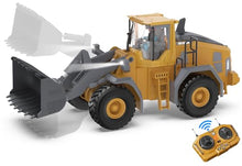 Load image into Gallery viewer, KIDMARKT Metal RC Wheel Loader Toy | 9-Channel Remote Control Construction Truck with Realistic Lights & Sounds.
