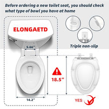 Load image into Gallery viewer, Elevated toilet seat, Heavy Duty, Never Loosen, Raised toilet seat elongated bowl, White(18.5”)