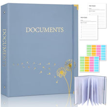 Load image into Gallery viewer, XKDOUS Important Document Organizer Emergency Binder Life Organizer Folio Folders with 9 Pockets Expanding File Storage Holder for Papers, Letters, Cards, Bills, Passports, Photos