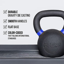 Load image into Gallery viewer, REP Fitness Kettlebell Set, 1 of Each (8, 12, 16, 20, 24 kg), Adjustable Weight, Cast Iron, Strength Exercise Training, Home Gym, Power Workout Equipment, Free Weights, Dumbbell Alternative