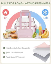 Load image into Gallery viewer, HOMESPON Double Layer Insulated Lunch Bag with Shoulder Strap, 12L, Pink