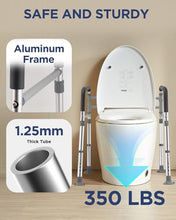 Load image into Gallery viewer, Toilet Safety Rails for Seniors, Adjustable & Foldable Toilet Frame for Elderly and Disabled, Handicap Toilet Handles Fits Any Toilet (350 lb)