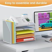 Load image into Gallery viewer, DocNest 5 Tier Paper Letter Tray File Organizer, Mesh Desk File with Handle, Workspace Desk Organizers with Pen Holder, Office Organization Storage Accessories - White