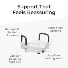 Load image into Gallery viewer, Drive Medical 2-in-1 Raised Toilet Seat with Removable Padded Arms - Elevated Bathroom Safety Support
