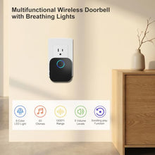 Load image into Gallery viewer, ELKRTG Wireless Doorbell - Waterproof, 8-Color Breathing Light & 2 Mute Modes