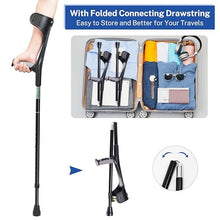 Load image into Gallery viewer, Forearm Crutches for Adults ,Open Cuff, Handle with Light Reflector, High Density Sturdy Aluminum, A Pair, Black