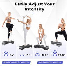 Load image into Gallery viewer, Goplus 3-in-1 Aerobic Step Platform, 600 LBS Adjustable Exercise Stepper with 4-Level Risers, Balance Trainers, (Gray)