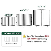 Load image into Gallery viewer, Snagle Paw Full Metal Freestanding Dog Gate,Indoor Dog Gate with Floor Protect Support Feet, 40x24Inches Foldable Dogs Barrier for Stairs, Hallways and Doorways (24'' H 2 Panel, Black)