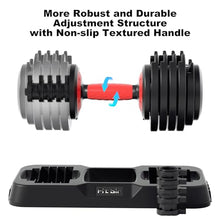 Load image into Gallery viewer, Fit Sir Adjustable Dumbbell Set, 10-in-1 25LB Ajustable Dumbbells with Safe Locking System, Enclosed Storage Tray, 1 Sec Fast Adjustment, Comfortable Non-Slip Textured Grip, Suitable for Home Gym Workouts Men and Women