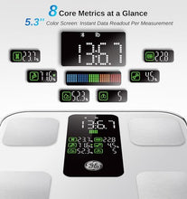 Load image into Gallery viewer, GE Scale for Body Weight: Body Fat, BMI, Muscle Mass, Smart Bathroom Scales with 14 Body Composition Metrics with Large Display, Accurate Bluetooth Weighing Machine with Fitness App, 400 lbs, White