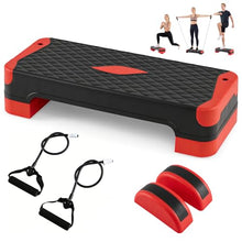 Load image into Gallery viewer, Goplus 3-in-1 Aerobic Step Platform, 600 LBS Adjustable Exercise Stepper with 4-Level Risers-(Red)