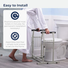 Load image into Gallery viewer, Drive Medical RTL12079 Toilet Safety Frame, Bathroom Grab Bar for Toilets, Freestanding Toilet Rail for Stability, For Users Up to 300 Pounds, White