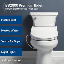 Load image into Gallery viewer, Bio Bidet BB2000 Bliss Electric Bidet Toilet Seat, Warm Water with Air Dryer, Heated Seat with Sensor and Slow Close Lid, Night Light, Remote Control, Elongated, White