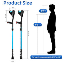Load image into Gallery viewer, FUSHIDE Forearm Crutches for Adults, Lightweight Elbow Crutches, 10-Level Adjustable Height, 1Pair