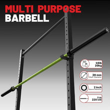 Load image into Gallery viewer, 7FT Olympic Barbell 45 lb Barbell 2 INCH 1000lbs Capacity Olympic Bar with Moderate Knurling - Green