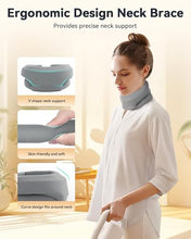 Load image into Gallery viewer, Heated Neck Brace Cervical Collar - Neck Support Brace with Heating Pad, Soft Foam Wraps Keep Vertebrae Stable and Aligned for Relief of Cervical Spine Pressure for Women & Men (Medium Size) Grey