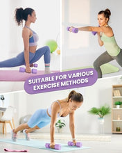Load image into Gallery viewer, Adjustable Dumbbells Set 4 in 1 Hand Weights Set for Women Men 10 LB Dumbbell Pair Each 2lbs 3lbs 4lbs 5lbs Weights Dumbbells Set with TPU Soft Rubber Handle for Home Gym Exercise Fitness - Purple