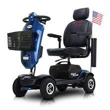 Load image into Gallery viewer, Metro Mobility 4 Wheel Foldable Mobility Scooter for Adults - 300 lbs Capacity Powered Mobility Scooters for Seniors, Travel - USB Charging Port & 2 Cup Holders - Blue