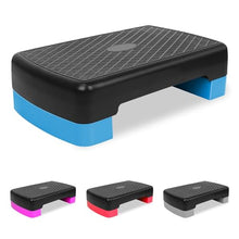 Load image into Gallery viewer, MIIUDGIG 18'' Adjustable Aerobic Step Platform, Adjustable Fitness 4-6in Exercise Stepper Workout with 2 Risers, Aerobics Stepper Workout Stepper for Home Gym Cardio Strength & Training (Blue)