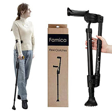 Load image into Gallery viewer, Famica Crutch for Adult (x1 Unit, Open Cuff) - Adjustable Ergonomic Handles, Cuff, Height, Foldable, Lightweight and Non-slip Forearm Crutches