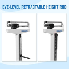 Load image into Gallery viewer, Helsevesen Mechanical Beam Scale, Eye-Level Professional Medical Physician Weigh Scale with Height Rod, Capacity 440 lb/200kg, Graduation 1/4 lb, 11" Width x 15" Depth Platform, RGT-200A
