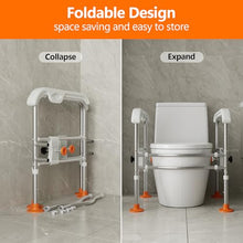 Load image into Gallery viewer, Heavy Duty Toilet Safety Rails for Seniors (665lbs), Adjustable LED Toilet Safety Frame with Handles for Elderly, Foldable Handicap Toilet Aid Support for Most Toilets, Stand Up Assist