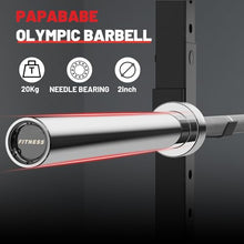 Load image into Gallery viewer, PAPABABE Barbell, 7ft Olympic Barbell 45lb Solid Chrome, 2-Inch Sleeves -(Silver)