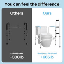Load image into Gallery viewer, 665lbs Toilet Safety Rail - Medical Grade Heavy Duty Bariatric Support Frame - No-Drill Stand Assist with Vacuum Suction Cup & Foam Handles - Adjustable Height & Width for Seniors, Post-Surgery