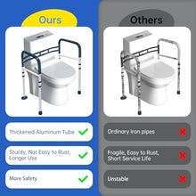 Load image into Gallery viewer, Toilet Safety Rails (350 LB) – Adjustable, Foldable Toilet Handle Frame for Elderly & Disabled Adults, Supports All Toilet Types (Lake Blue)