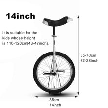 Load image into Gallery viewer, Single Wheel Unicycles Training Balance Bike One Wheel Bike,14" Wheel Unicycle for Kids Boys Girls 5-9 Year Old Smaller Children(Yellow)