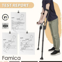 Load image into Gallery viewer, Famica Crutch for Adult (x1 Unit, Open Cuff) - Adjustable Ergonomic Handles, Cuff, Height, Foldable, Lightweight and Non-slip Forearm Crutches