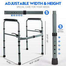 Load image into Gallery viewer, Toilet Safety Rail for Seniors – Adjustable & Foldable Toilet Safety Frame with Padded Handles, Stand Alone Bathroom Safety Rail & Toilet Support for Elderly, Fits Most Toilets, 350 lb Capacity